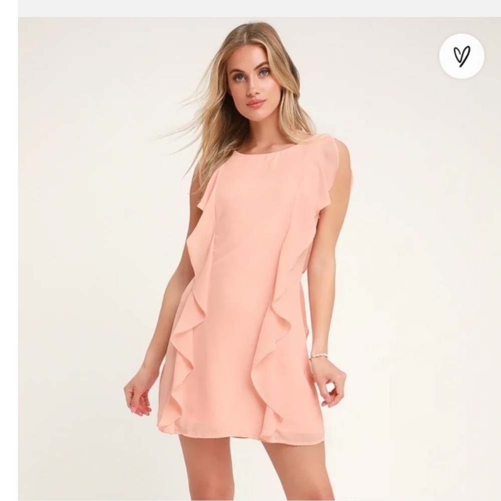 NEW‎ Lulus Peach Ruffle Sleeveless V-Neck Mini Dress XL
